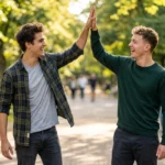 tva-unga-man-high-five-i-en-gron-park